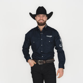 Camisa Wrangler Logo Marino Caballero