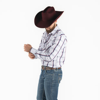 Camisa Rodeo Cuadro Marino Vino Caballero