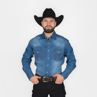 Camisa Wrangler Mezclilla Medium Caballero