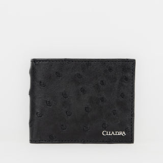 Billetera Cuadra Avestruz Negro Caballero
