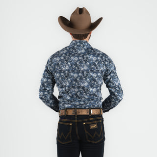 Camisa Wrangler Estampado Azul Caballero