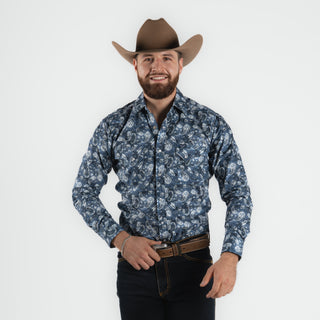 Camisa Wrangler Estampado Azul Caballero