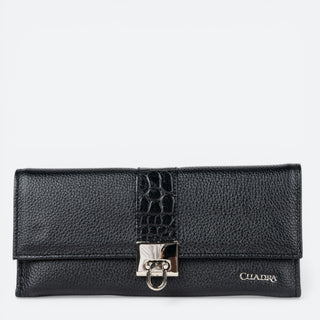 Cartera Cuadra Alligator Negro Dama
