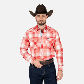 Camisa Wrangler Cuadros Rojo Caballero