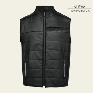 Chaleco Cuadra Cocodrilo 2026 Nobuck Negro Caballro