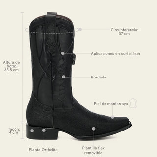 Bota Cuadra Mantarraya Negro Caballero