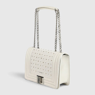 Bolso Cuadra Cordero Natural Gris Luna Dama
