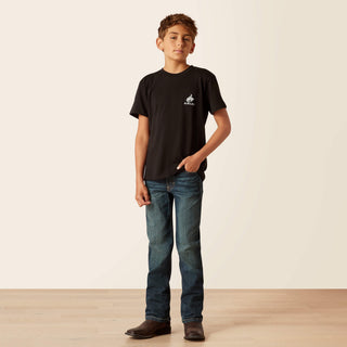 Playera Ariat Bronco Flag Black Niño