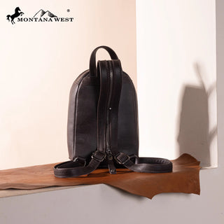 Mochila Convertible Montana West Black Genuine Hair-On