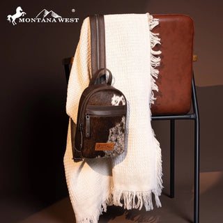 Mochila Convertible Montana West Black Genuine Hair-On