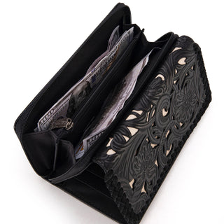 Cartera Trinity Ranch Black Floral Tooled Collection Dama