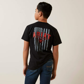 Playera Ariat Western Vertical Flag Negro Niño