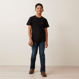 Playera Ariat Western Vertical Flag Negro Niño