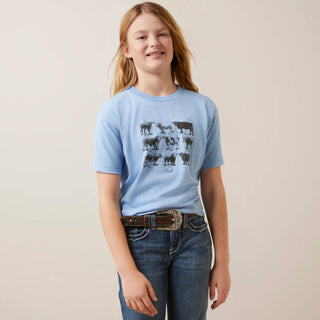 Blusa Ariat Cow Chart Light Blue Niña