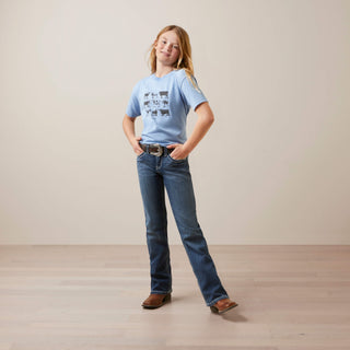 Blusa Ariat Cow Chart Light Blue Niña