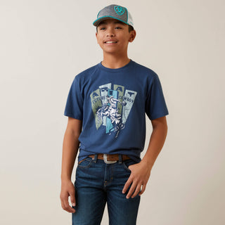 Playera Ariat Cowboy Planks Light Navy Niño