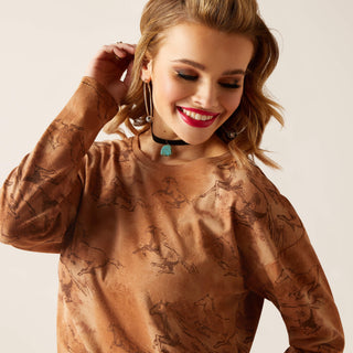 Blusa Ariat Ancestor's Gallop Away Print Dama