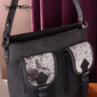 Bolso Black Trinity Ranch Genuine Hair-On Cowhide Tooled Concealed Carry Dama