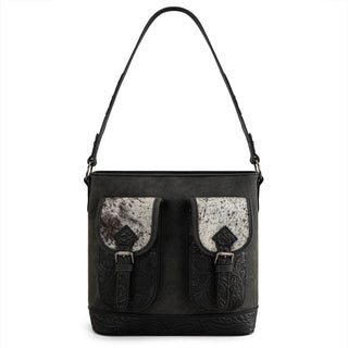 Bolso Black Trinity Ranch Genuine Hair-On Cowhide Tooled Concealed Carry Dama