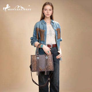 Bolso Montana West Concho Cincelado Café Dama