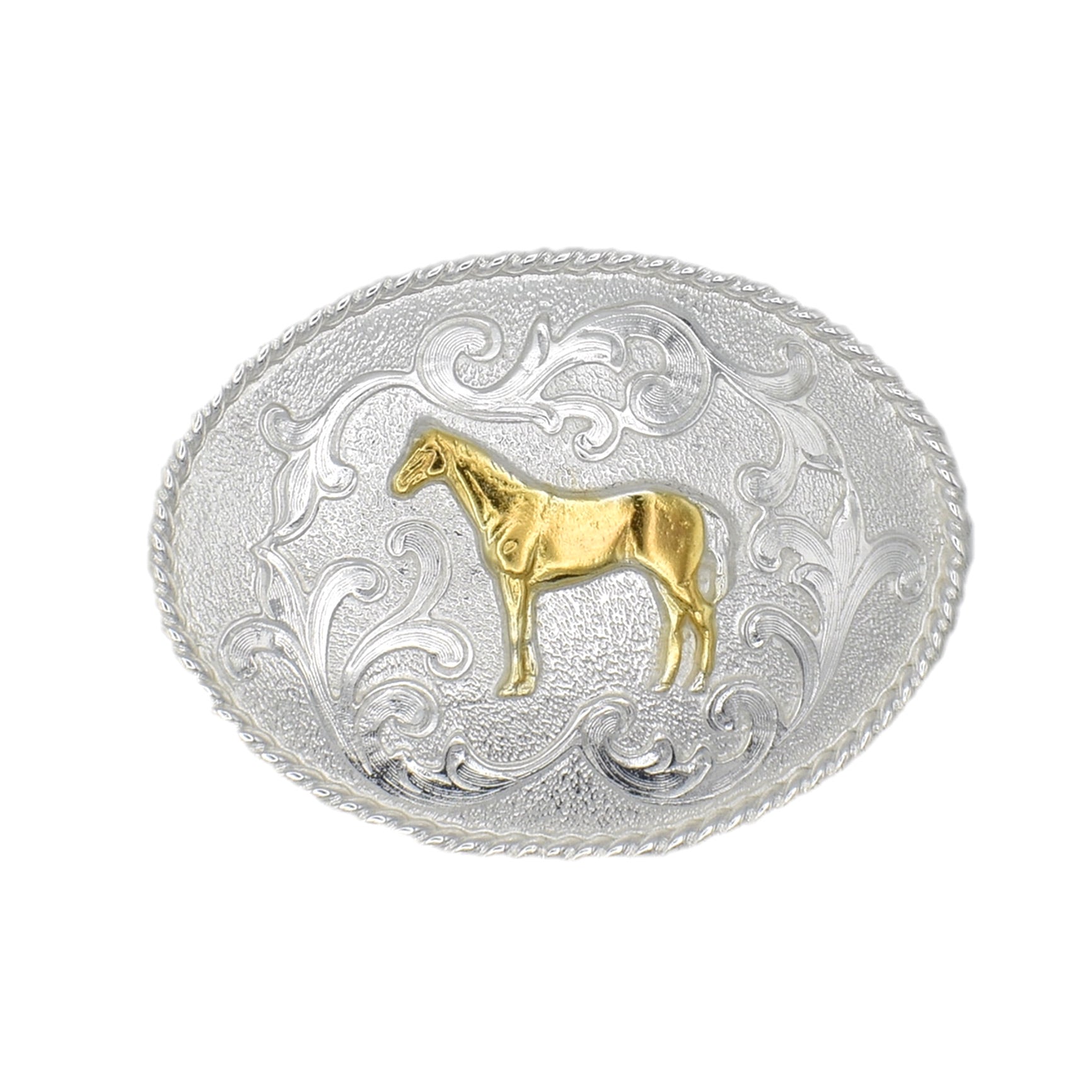 Hebilla Ranch Brand Caballo Baño De Oro y Plata