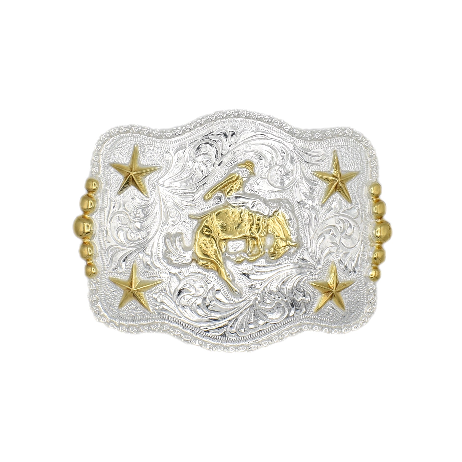 Hebilla Ranch Brand Rodeo estrellas Baño De Oro y Plata