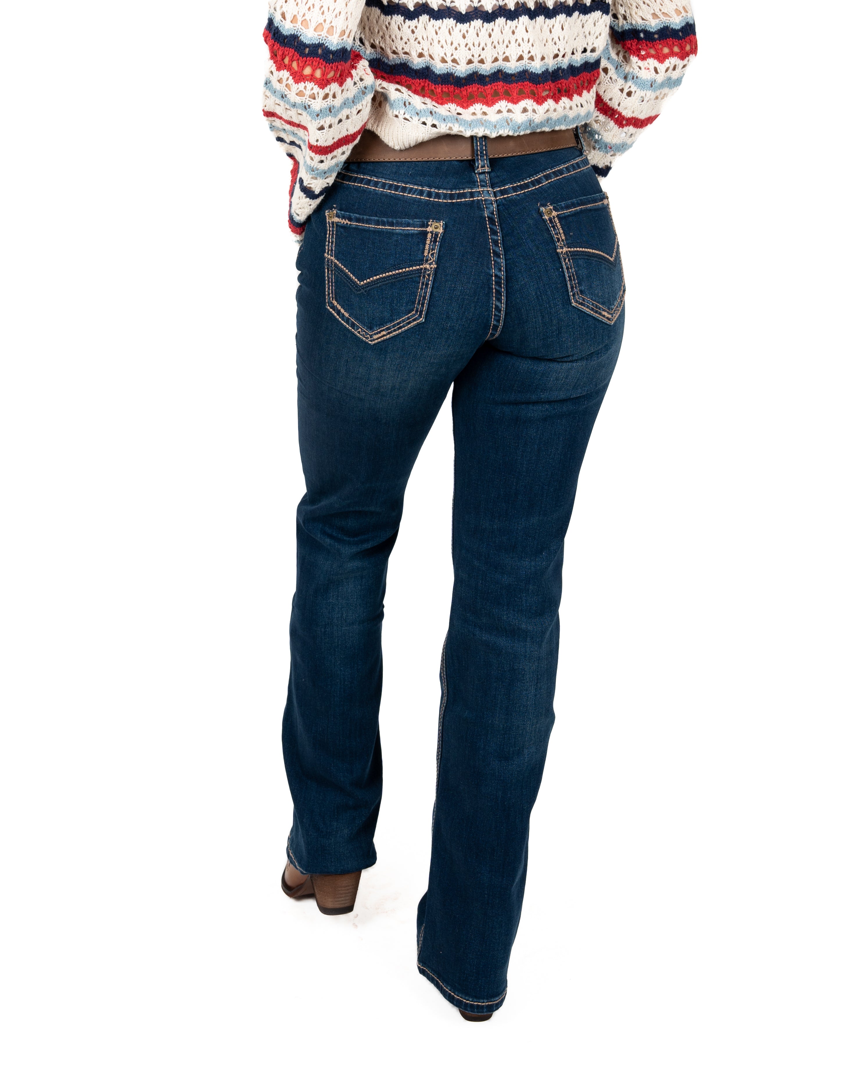 JEANS ROCK & ROLL DENIM MID RISE EXTRA STRETCH BOOTCUT RIDING DAMA