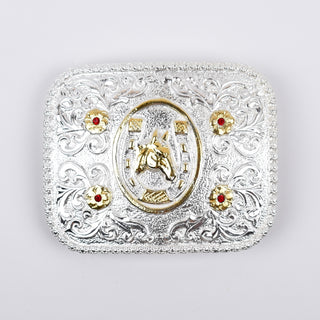 Hebilla Vaquera Ranch Brand Herradura Caballo Dorado