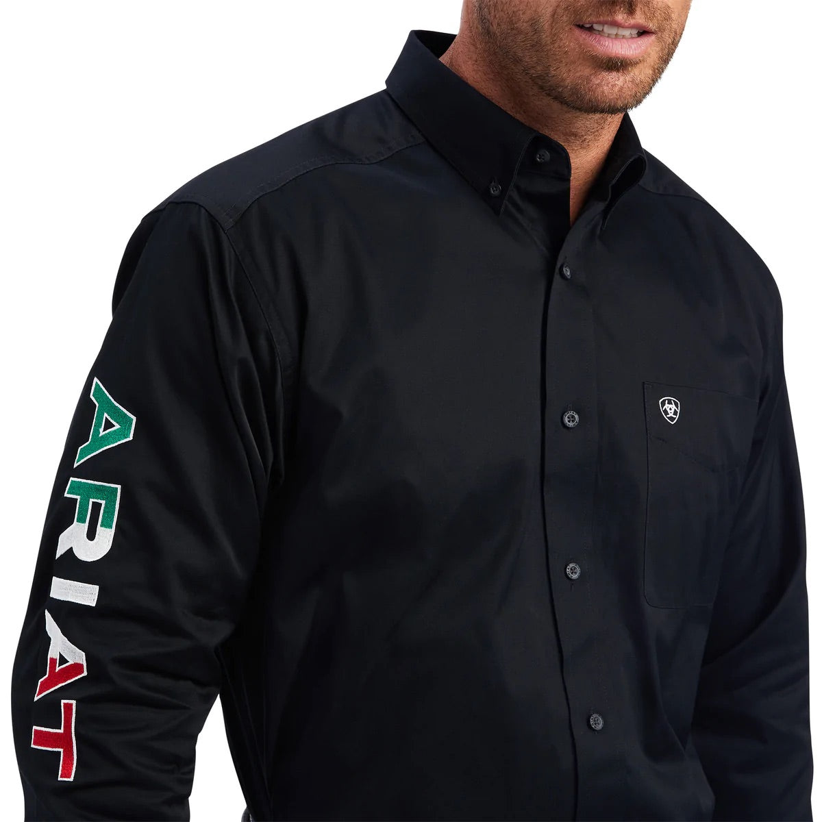 Camisa Ariat Team Logo Twill Fitted Mexico Negro Caballero