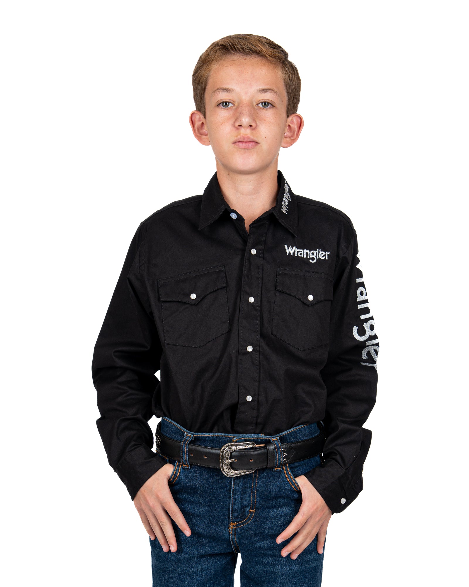 Camisa Wrangler Logo Magna Negro Niño