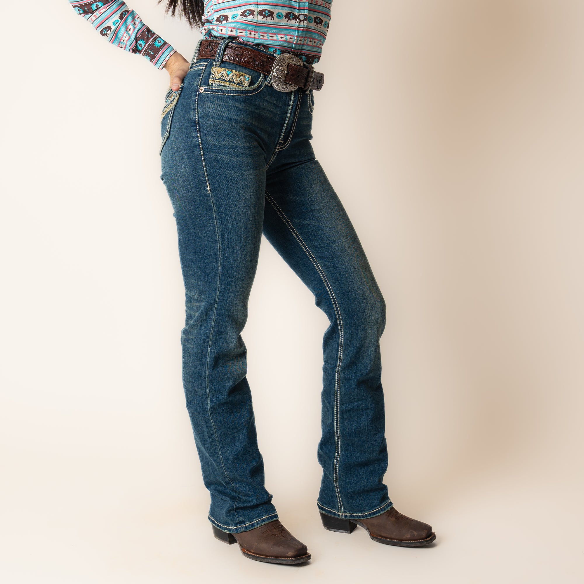 Jeans Rock & Roll Denim Bootcut Medium Vintage Dama