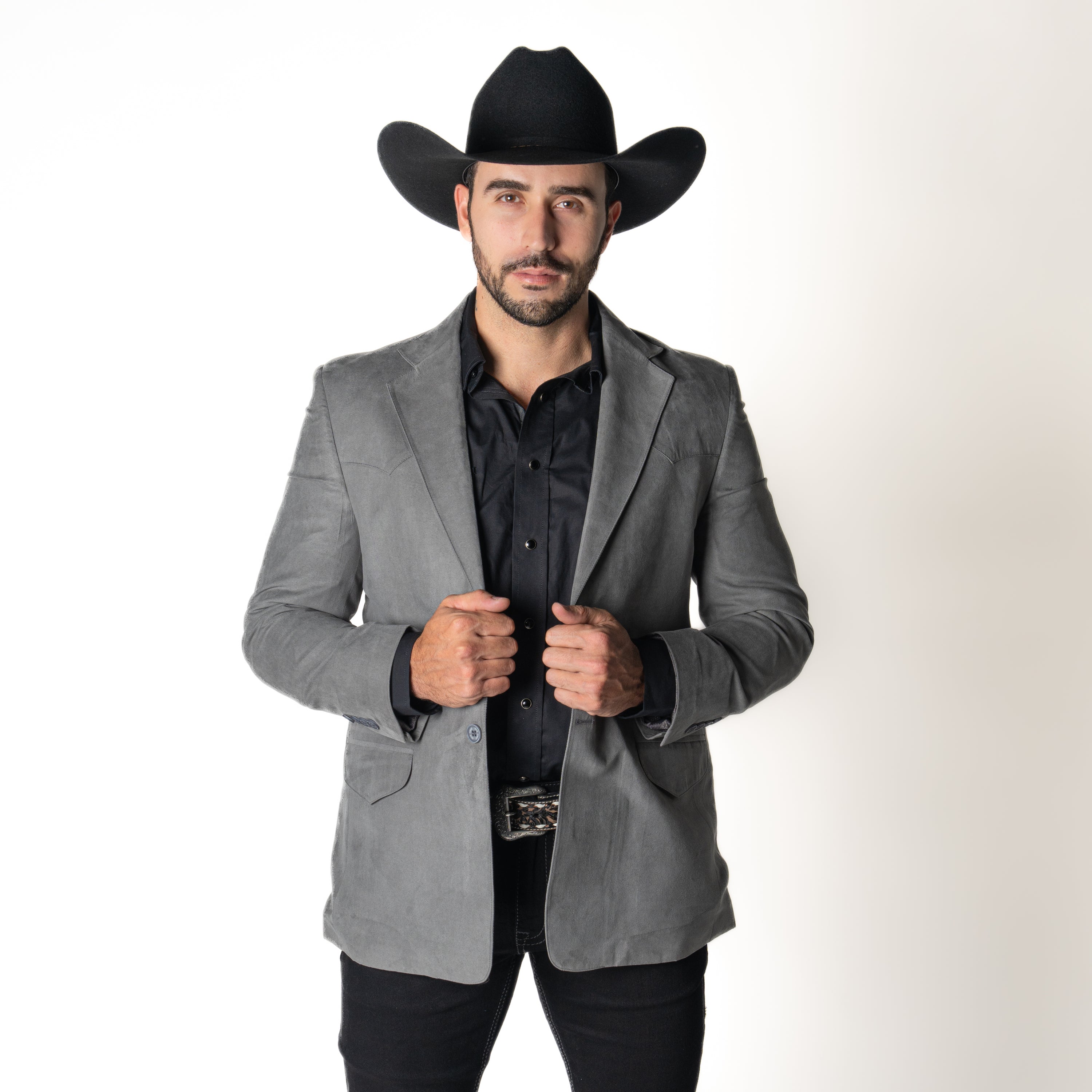 Saco Camel Vaquero de Gamuza con Bordado Western, Lam-516 main image 0