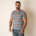 Playera Rock 6 Roll Denim Aztec Caballero