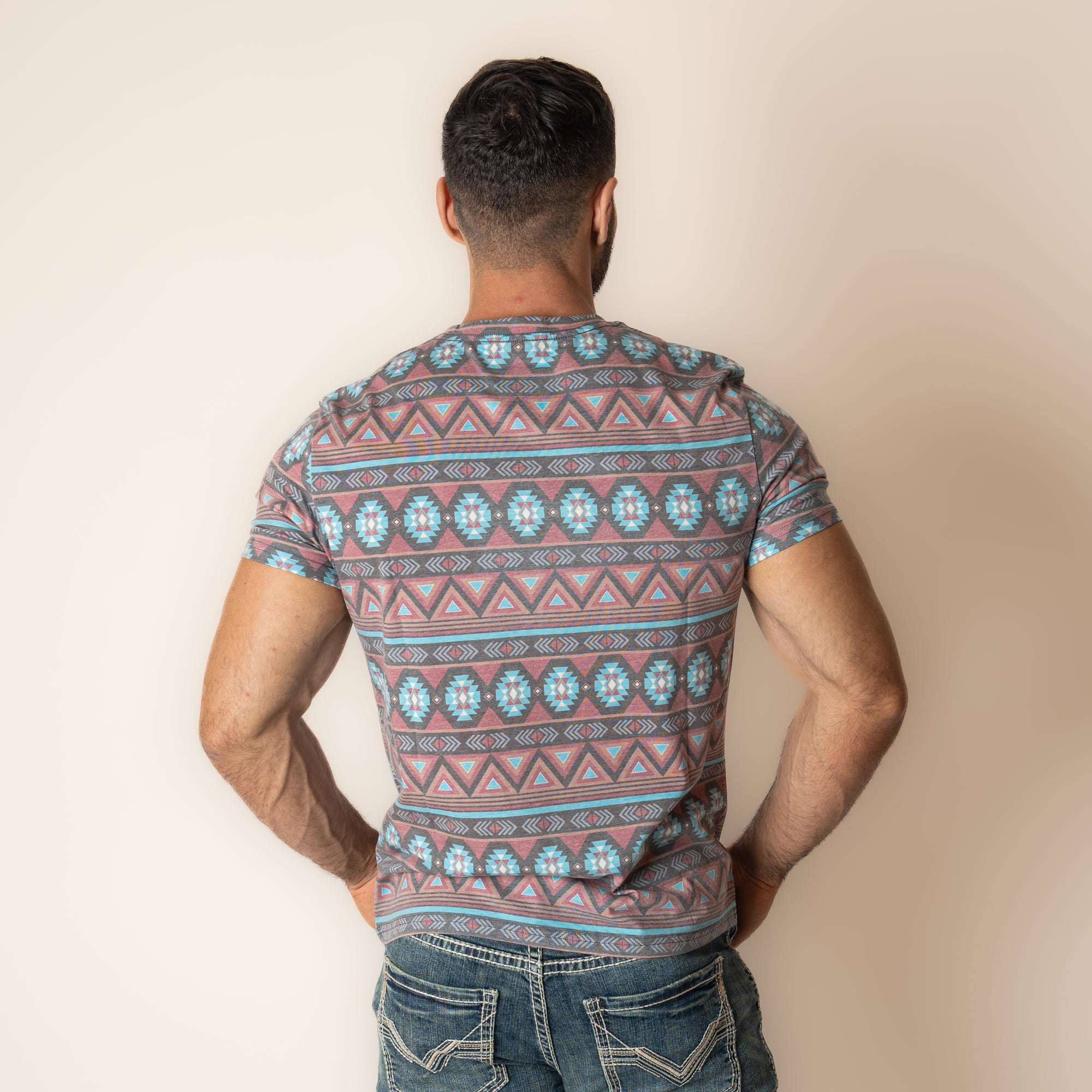 Playera Rock 6 Roll Denim Aztec Caballero