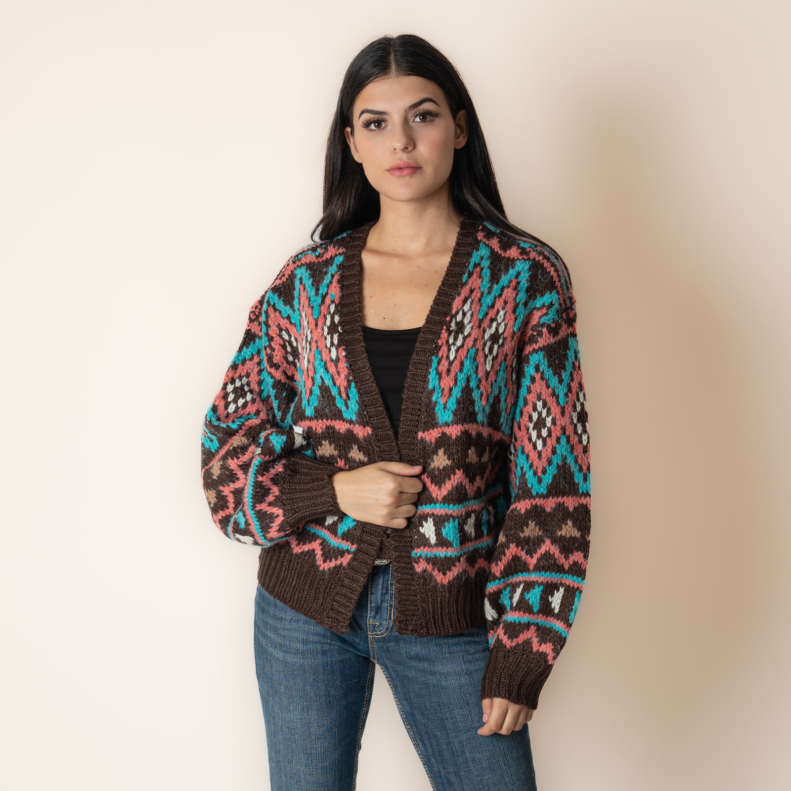 Suéter Rock & Roll Denim Aztec Chocolate Dama