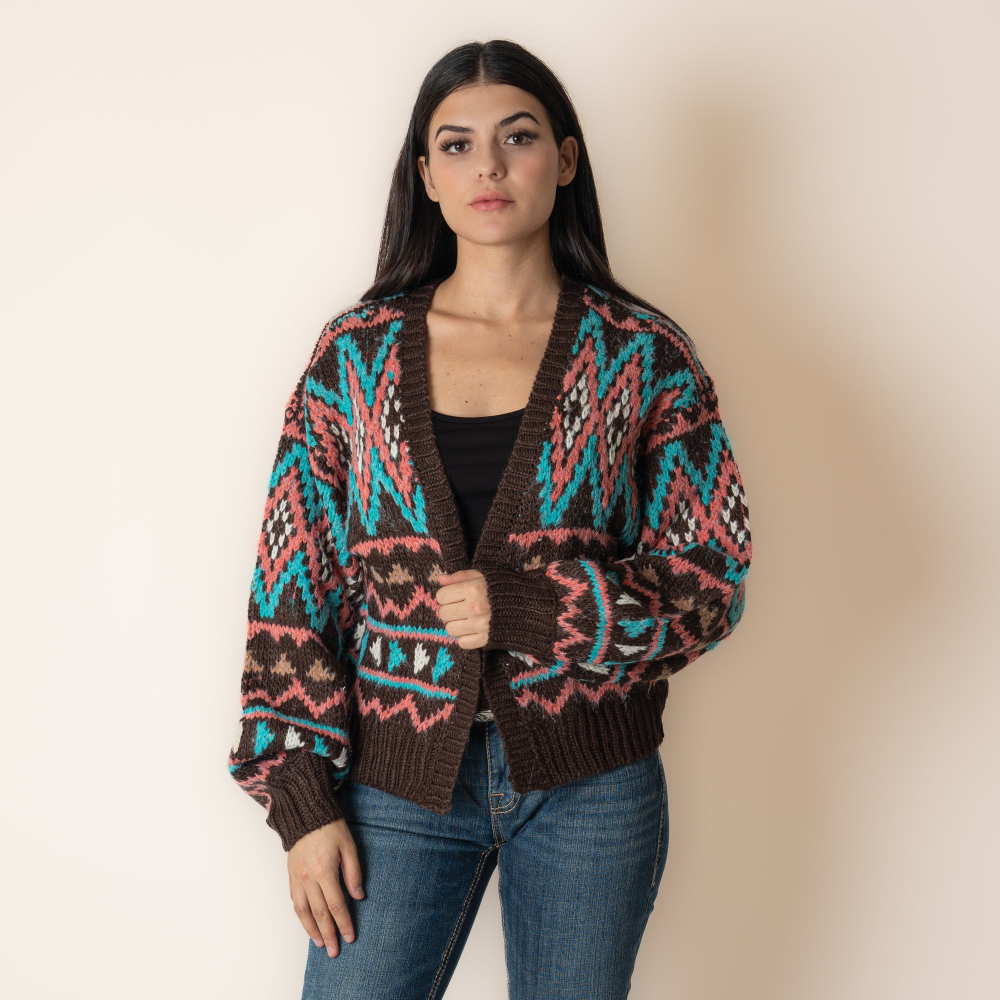 Suéter Rock & Roll Denim Aztec Chocolate Dama
