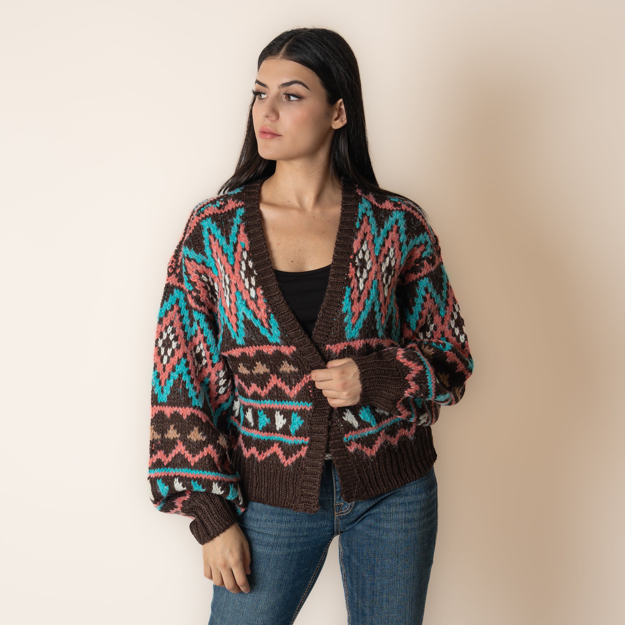 Suéter Rock & Roll Denim Aztec Chocolate Dama