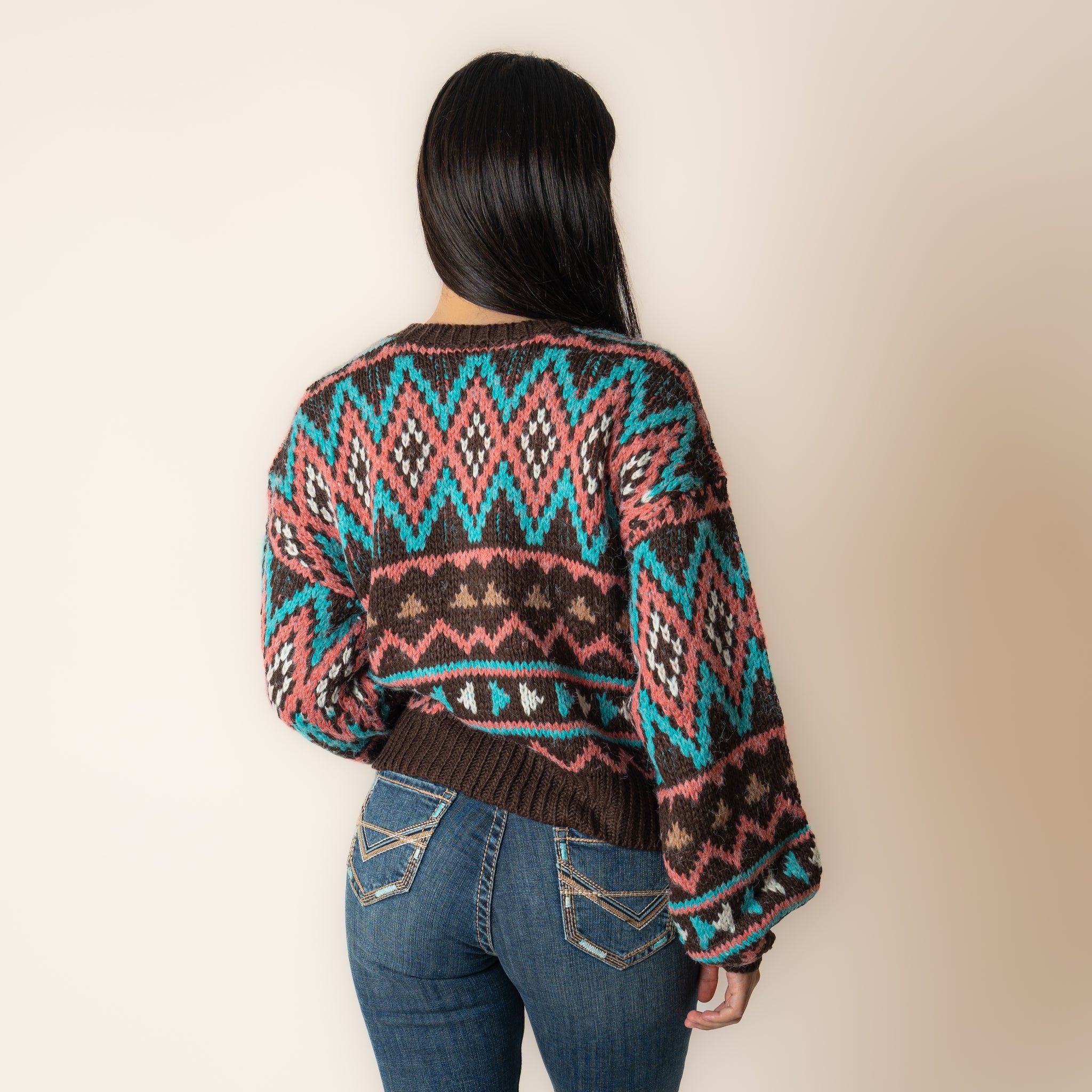 Suéter Rock & Roll Denim Aztec Chocolate Dama