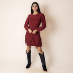 Vestido Rock & Roll Denim Burgundy Dama