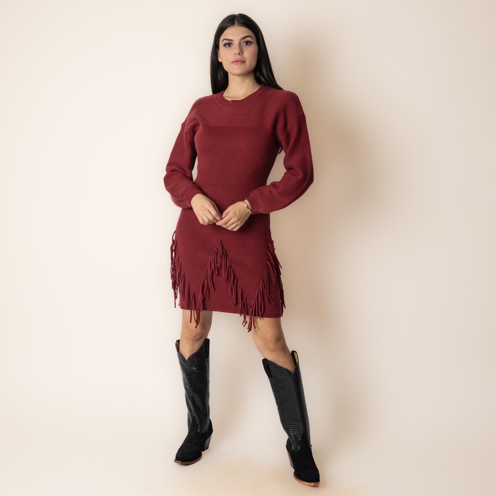 Vestido Rock & Roll Denim Burgundy Dama