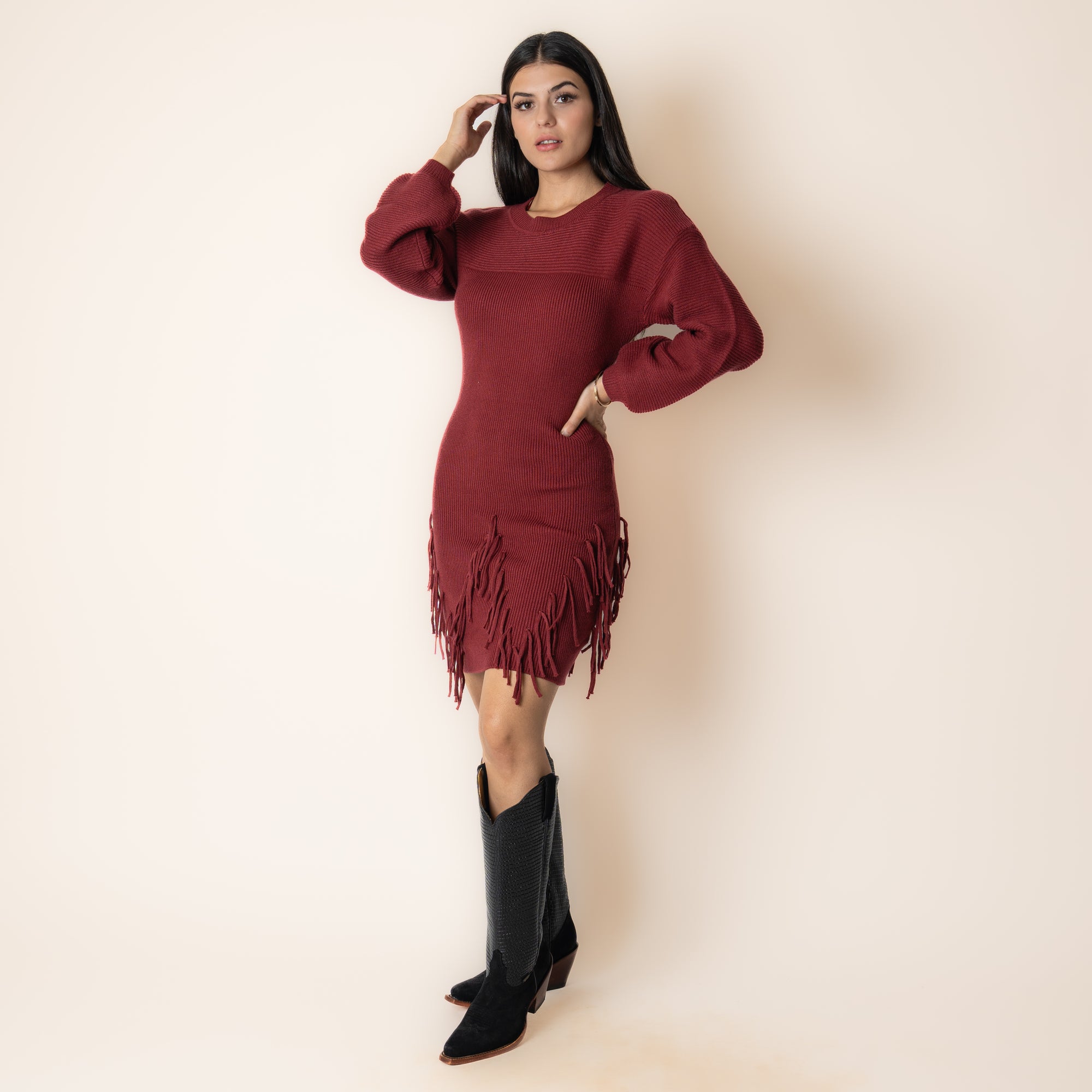 Vestido Rock & Roll Denim Burgundy Dama