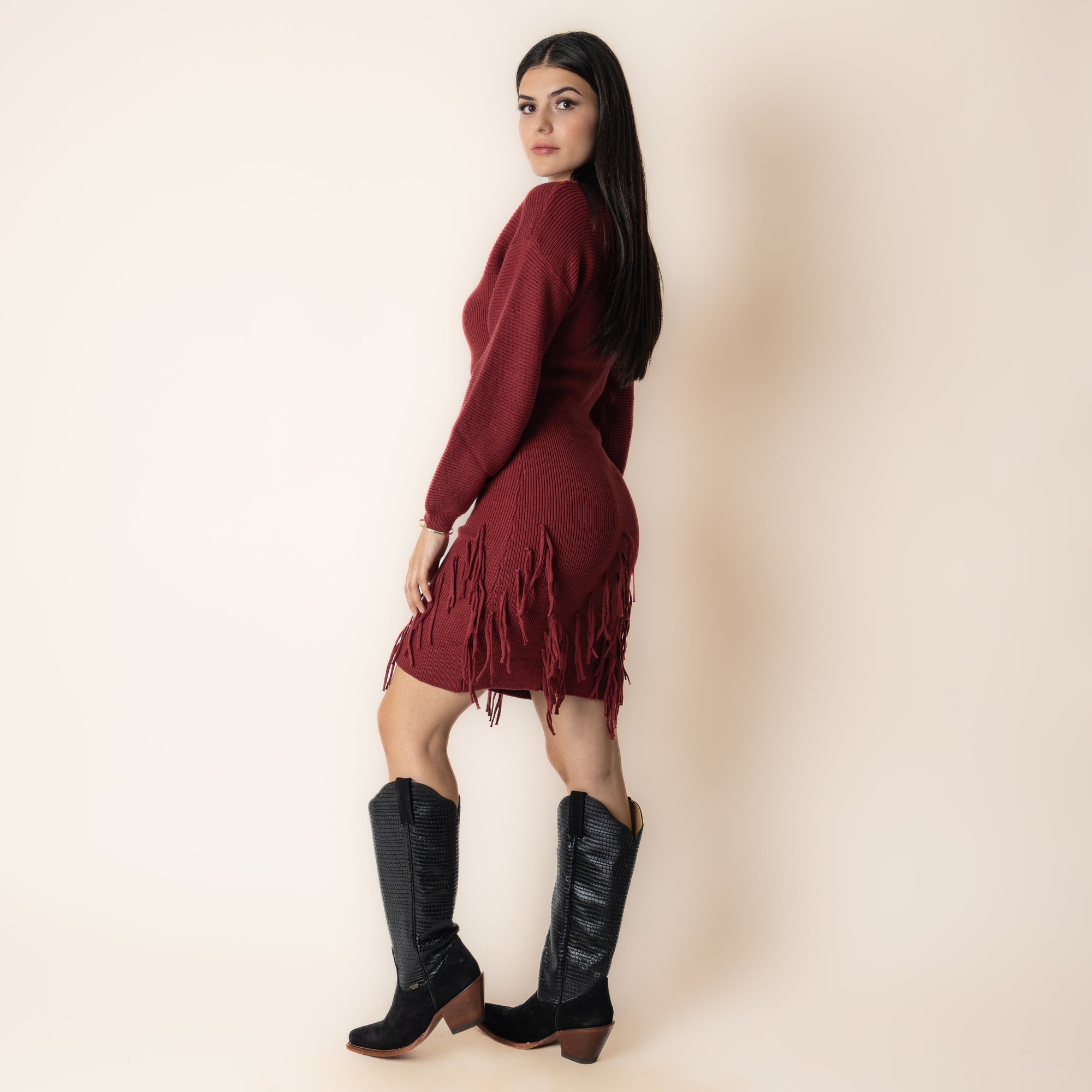 Vestido Rock & Roll Denim Burgundy Dama