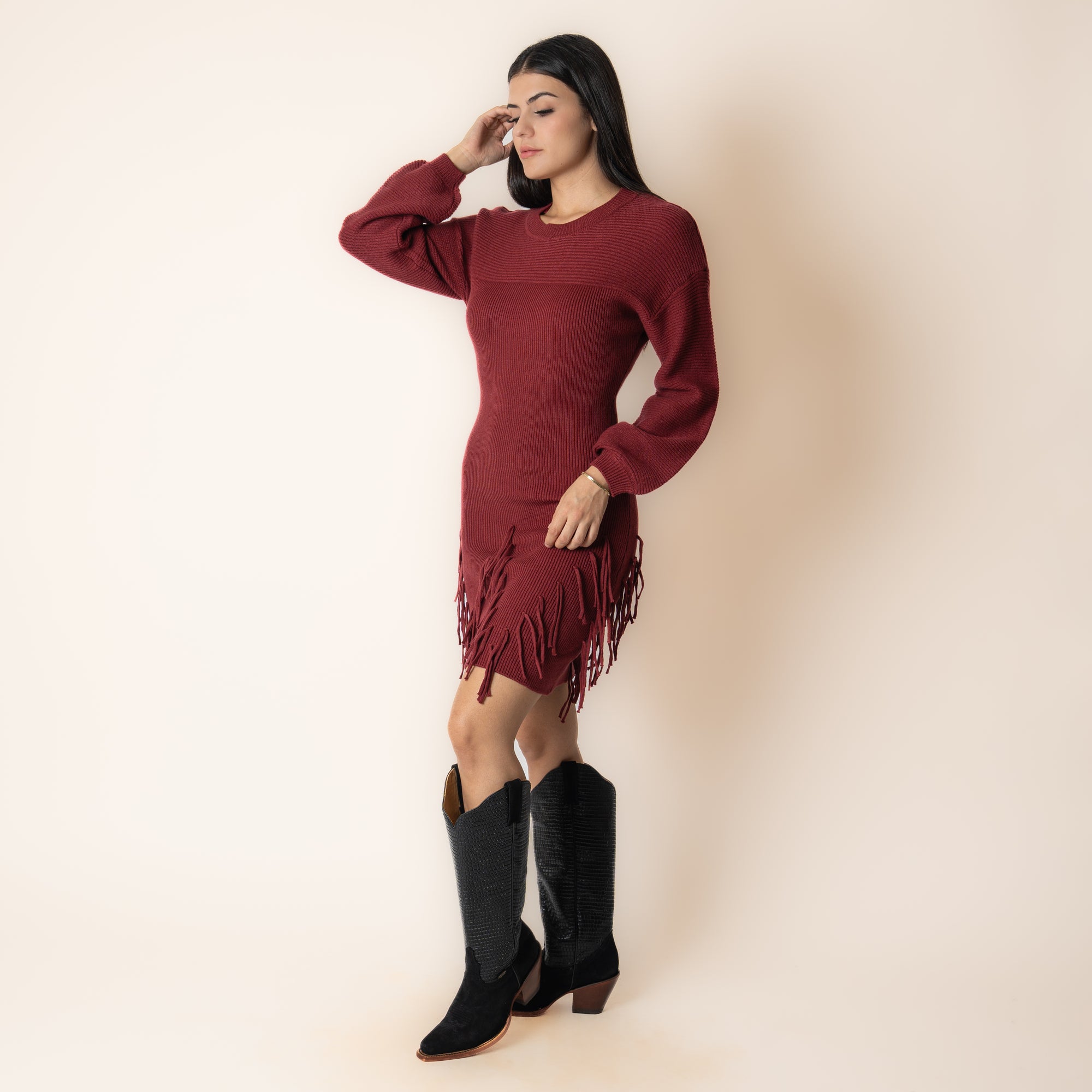 Vestido Rock & Roll Denim Burgundy Dama