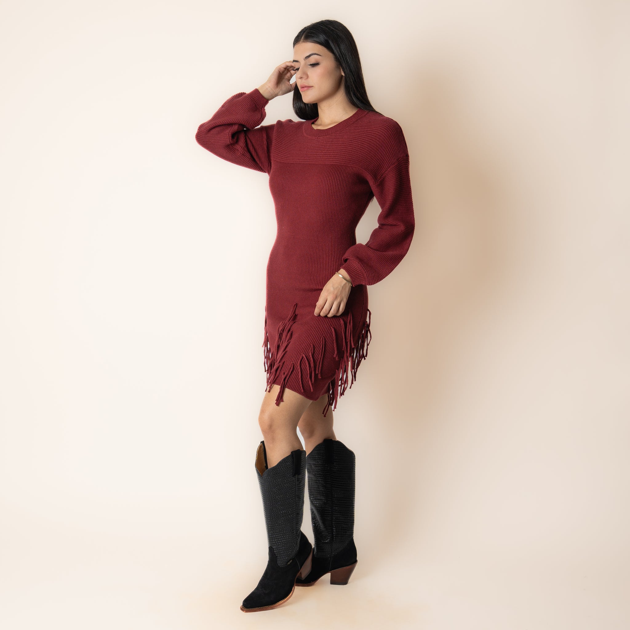 Vestido Rock & Roll Denim Burgundy Dama