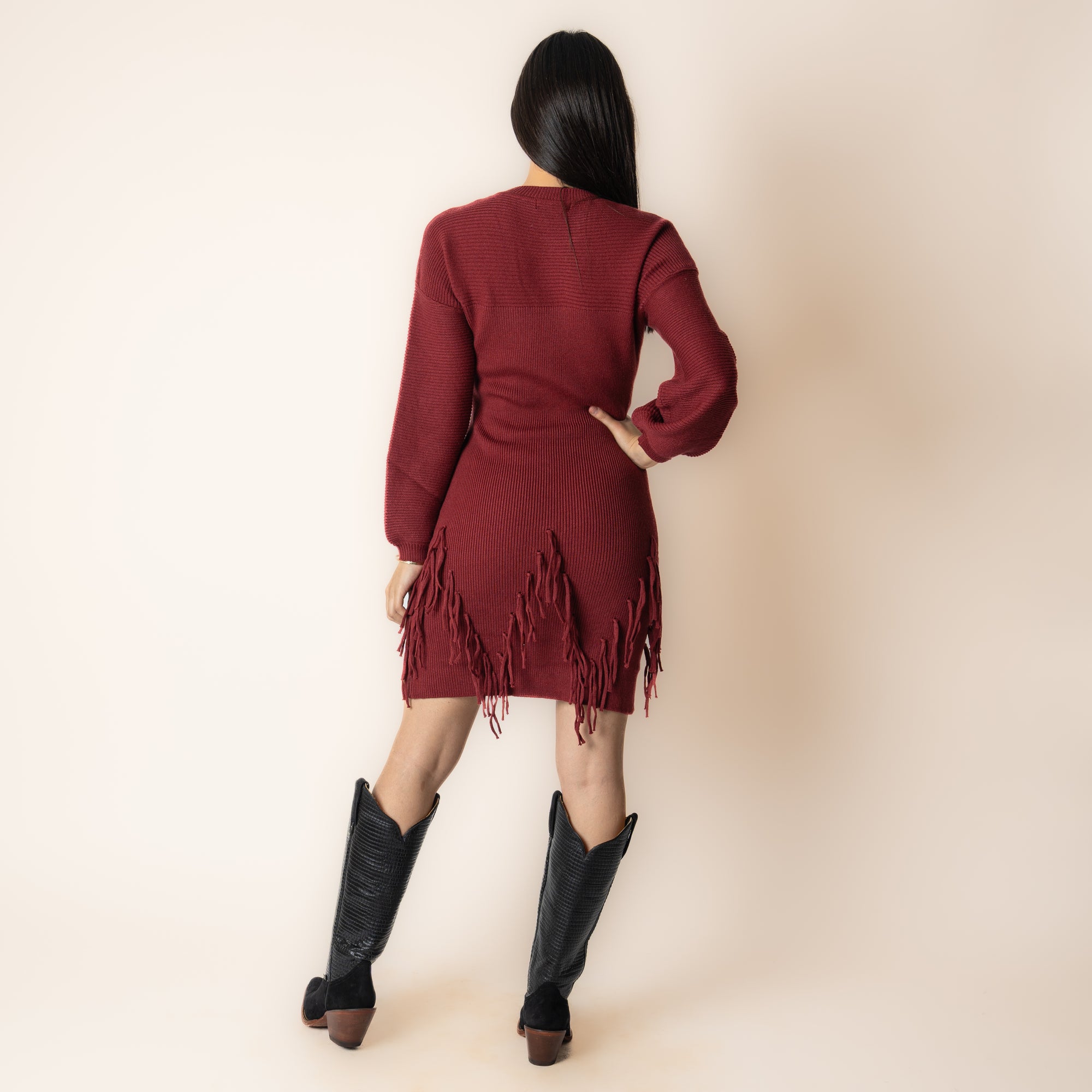 Vestido Rock & Roll Denim Burgundy Dama