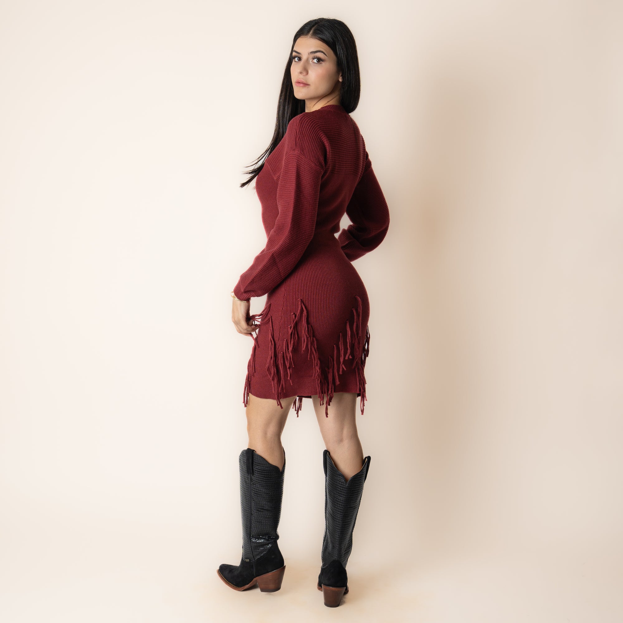Vestido Rock & Roll Denim Burgundy Dama