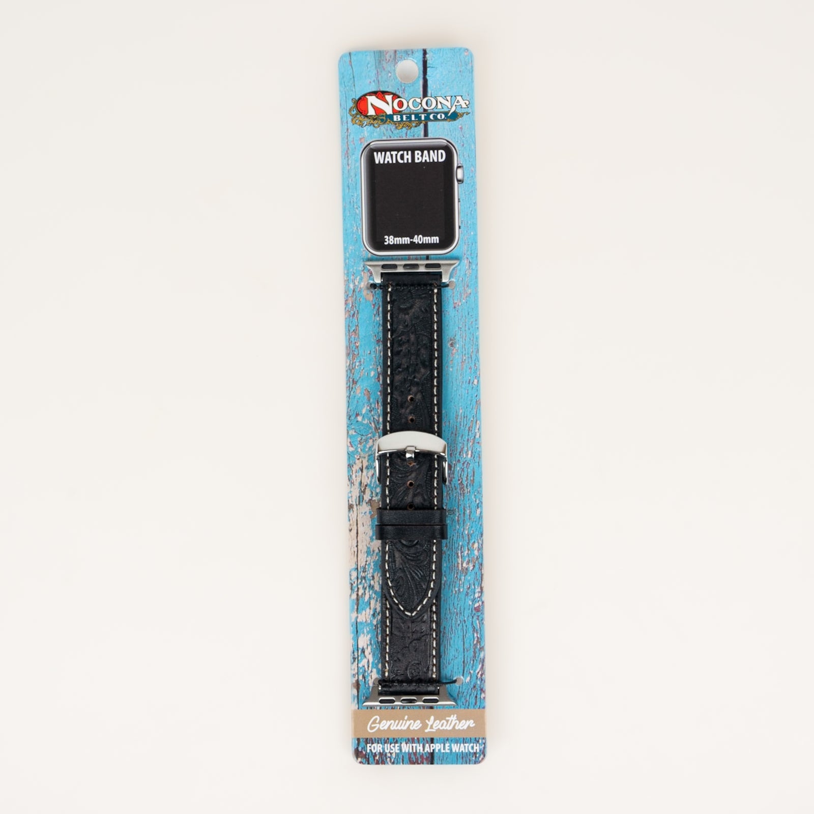 Extensible Nocona Cincelado Negro Piel Apple Watch 38mm-40mm