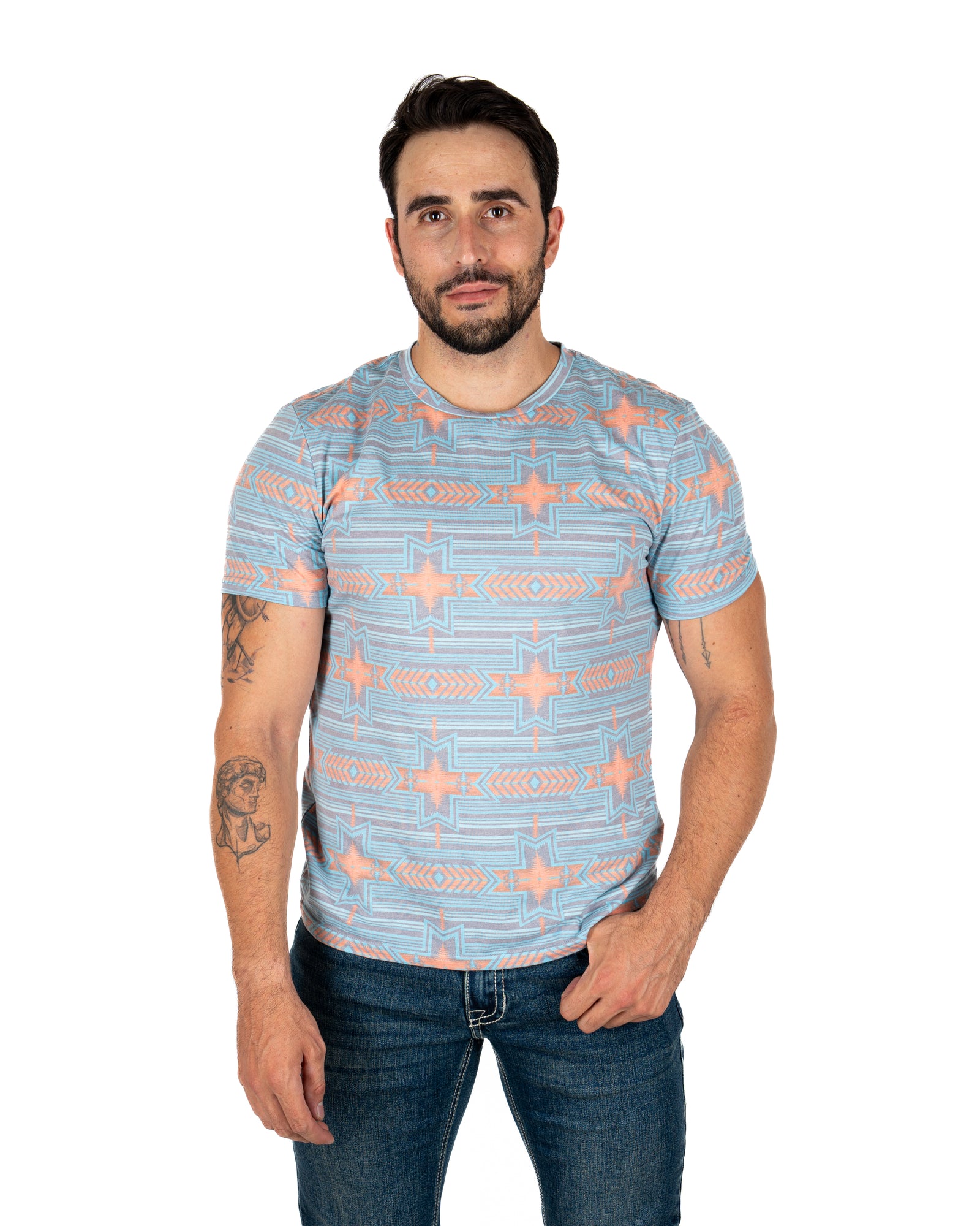 Playera Rock & Roll Denim Turquoise Caballero