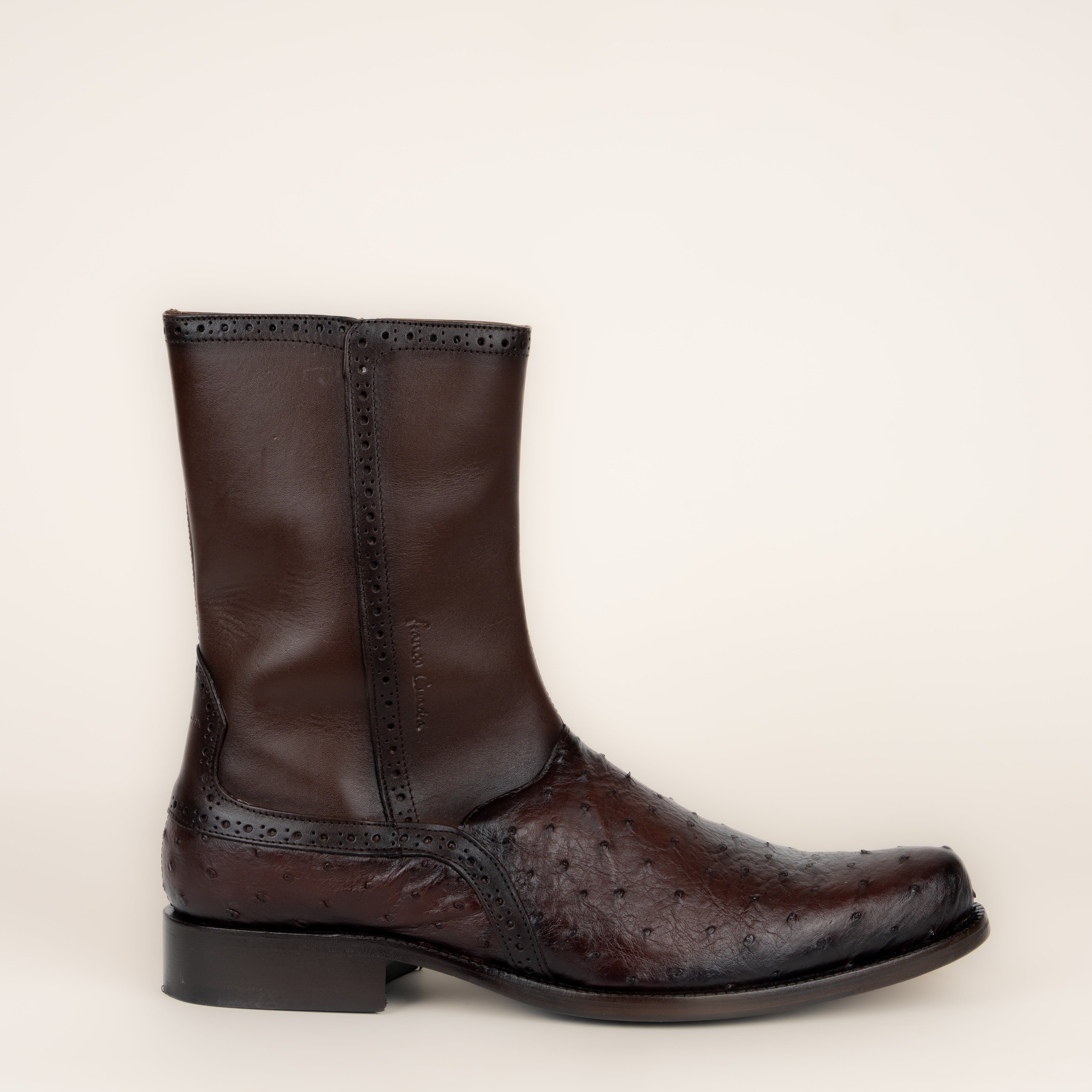 Bota Franco Cuadra Piel De Avestruz Choco Caballero Botas Chicho