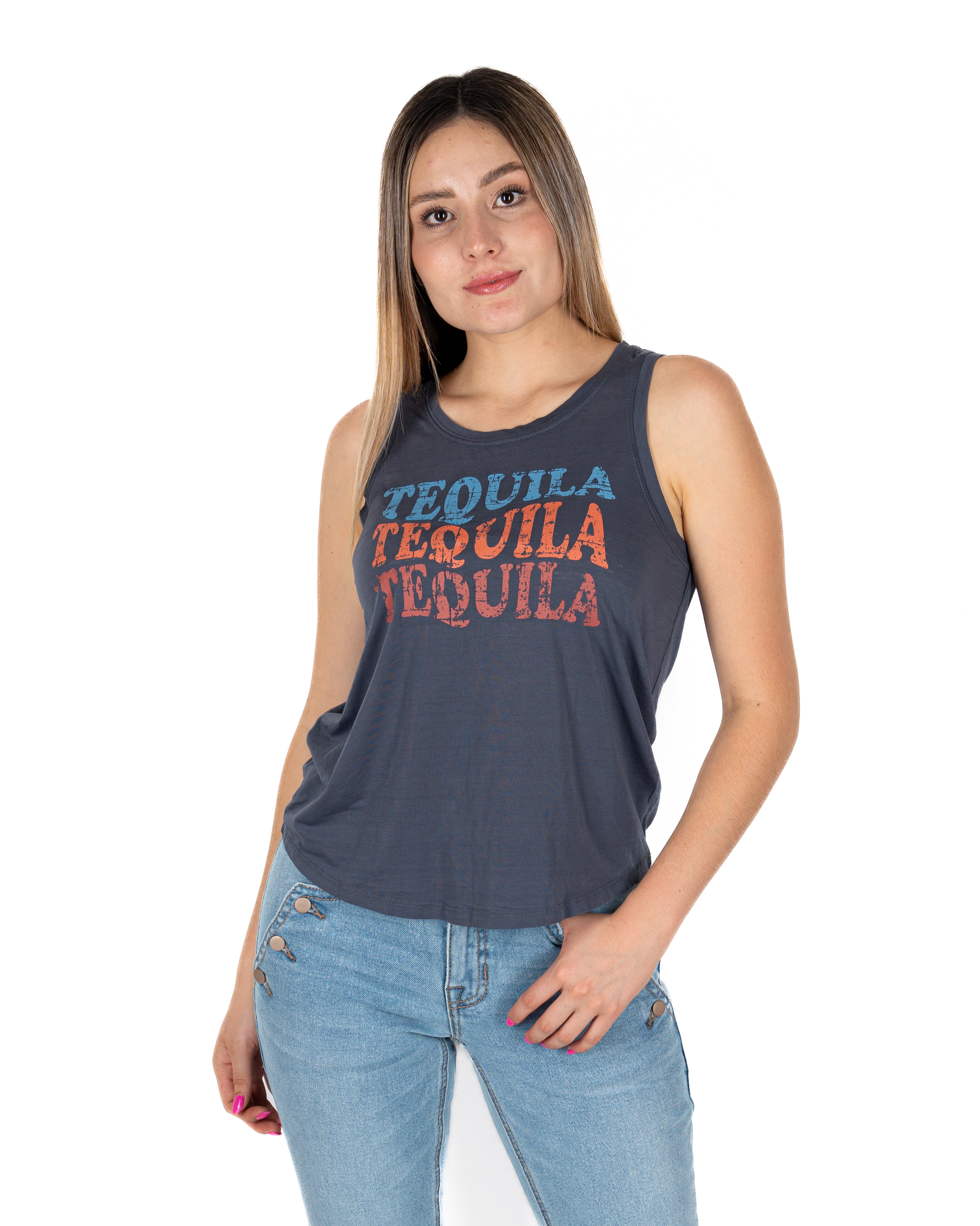 Blusa Rock & Roll Denim Tequila Tank Dama
